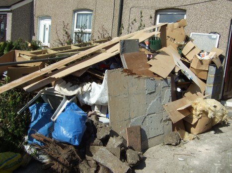 Recycle and donate bins for garage clearance